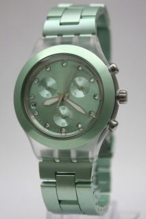 New Swatch Irony Full Blooded Mint Chronograph Date Watch 43mm 