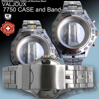 WATCH CASE TACHYMETER BICOLOR FOR MOVEMENT VALJOUX 7750, ST. ST. BAND 
