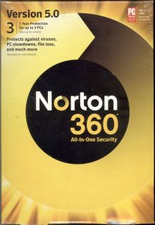 Norton 360 5.0 Retail BOX Free 6.0 Upgrade 3 PC 1 Year Internet 