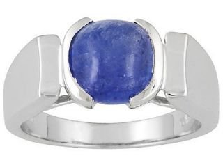 65 ctw Tanzanite Cabochon Ring .925 Sterling Silver Sz 10