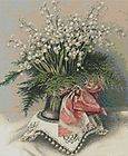 VASE ON TABLE~counted cross stitch pattern #280~Flowers Floral Garden 