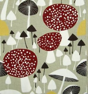 Mushroom Forest fabric vtg Almedahls Scandinavian DIY curtains cushion 