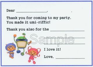 10   TEAM UMIZOOMI Fill in THANK YOU Cards Notes