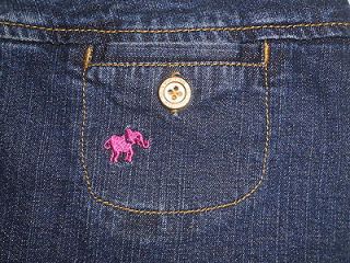 Lilly Pulitzer Jean Skirt with Pink Elephants  size 4  Gold Buttons