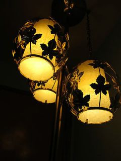 Vintage Hollywood Regency Tension Pole Floor Lamp Retro 3 Light