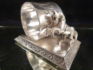 Victorian silverplate figural napkin ring/holder KNIGHT Knickerbocker 