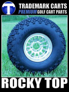 NEW 10x7 Gold Medusa Golf Cart Wheels and All Terrain Tires