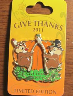 Disney Thanksgiving Day 2011 Pin Give Thanks Chip N Dale Wish Bone 