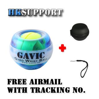 Gavic LED Lights Power Exercise Gyro Wrist Ball in Blue + Strap + Case