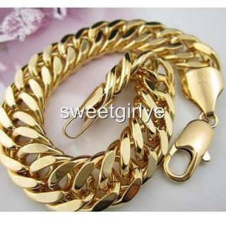 Thick 18K yellow gold filled mens bracelet 8.66/13MM/50g CURB chain 