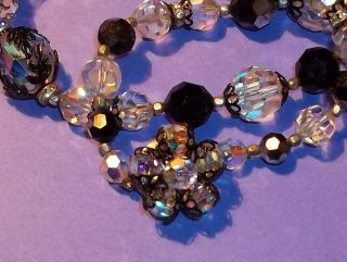   Hepburn Mad Men Era Style Stunning Glass Crystal Necklace Vintage