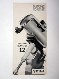 Questar 12 Telescope 1979 print Ad advertisement