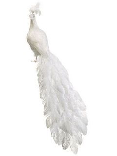    Artificial White Peacock Decoration Feathers Cake Floral Arrangment