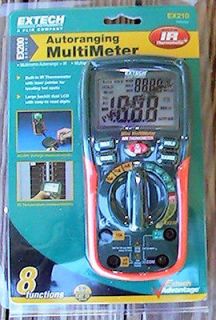   Sealed Extech Autoranging Multimeter EX210 Built In IR Thermometer