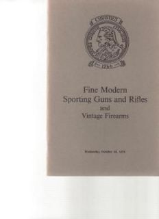 Christies Auction Catalog Fine Guns Rifles Firearm 1974