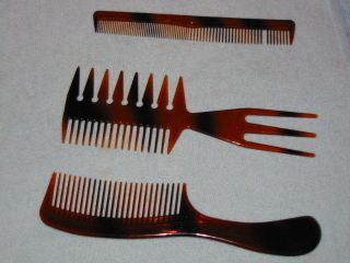 Set of 3 Vintage Tortoise Shell Combs