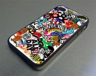 skateboard stickerbomb fits iphone 4 4s cover case, sticker bomb 