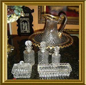 ANTIQUE 7 PIECES BACCARAT DEPOSE VANITY SET C.1890 RARE