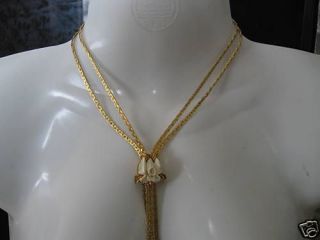 orlan Gold Double Strand Carved Rose Necklace Jewelry