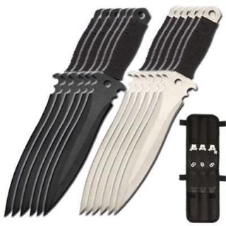 Light & Dark Throwing Knife 12 Piece Set Throwing Knives With Pouch 