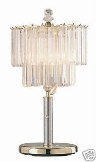   SHIPPING**25 CHANDELIER TOUCH TABLE TOP LAMP FAUX BRASS + CRYSTAL BAR