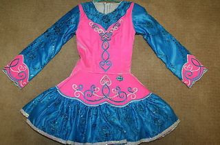 IRISH DANCE blue & pink SOLO DRESS SIZE 10   12   14