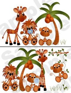   GIRAFFE PALM TREE NURSERY BABY BOY WALL ART BORDER STICKERS DECALS