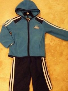 NEW ADIDAS 2pc Set Hooded Fleece & Polyester TrackSuit Outfit Blue 