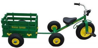 Western Express WETW01 Tricycle Set Green With Pull Behind Wagon All 