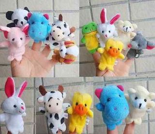 funny kids Zoo Farm Animal Finger Puppets Plush Cloth Toys for Bed 