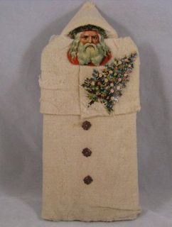 Antique cotton batting Christmas ornament with Santa lithograph face