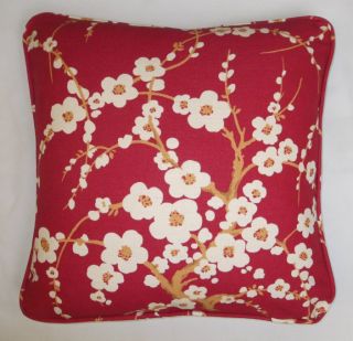 Laura Ashley Lori Cranberry red Oriental blossom print Cushion Cover
