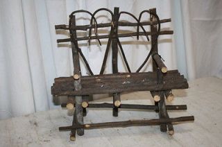 Adorable Twig Stick Hand Made Doll Bench Seat Chair Heart Back