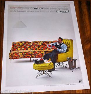 1965 KROEHLER AVANT Sofa Chair Ottoman~Schotchgard 3M Home Decor Photo 