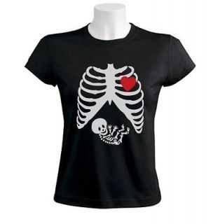   Women T Shirt Baby funny gothic maternity halloween girl x ray