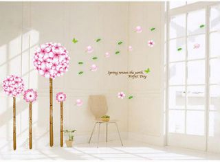 Hot Pink Beautiful Flower Tree Removable Wall Sticker Mural Wall 