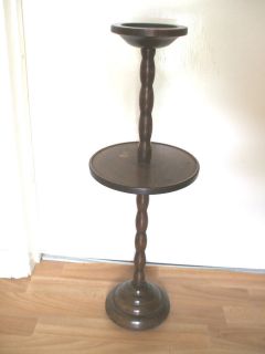 Vintage Oak Smokers Stand With Barley Twisted Stem 27.5High