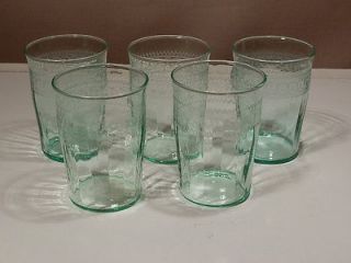   GREEN OPTIC NEEDLE ETCHED 8 OUNCE DEPRESSION GLASS TUMBLERS EXCELLENT