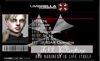 Umbrella Corporation Jill Valentine ID Card Cosplay Ids