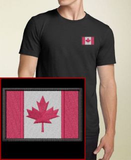 Canadian Flag EMBROIDERED Black Canada T Shirt Tee NEW