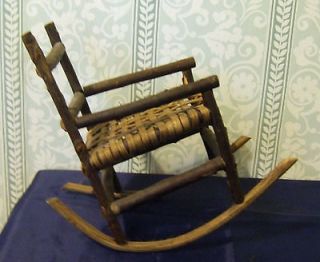 Primitive Doll Rocking Chair, Twigs and Woven Seat