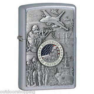   CHROME DEFENDERS OF FREEDOM AUTHENTIC ZIPPO LIGHTER   Made in USA