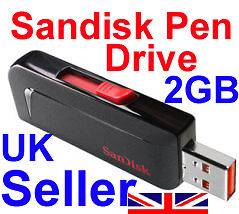 SANDISK CRUISER SLICE 2GB USB FLASH DRIVE Rechargable