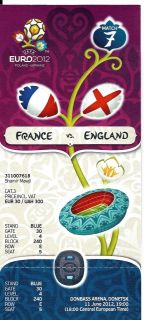 Euro 2012 Finals ticket   England v France Donetsk ex cond