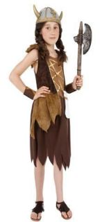 Child Age 7 9 Viking Costume Girls Kids Fancy Dress Costume (Medium)