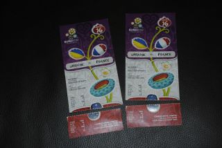 UEFA EURO 2012 used tickets match 16 Ukraine vs France with flags 