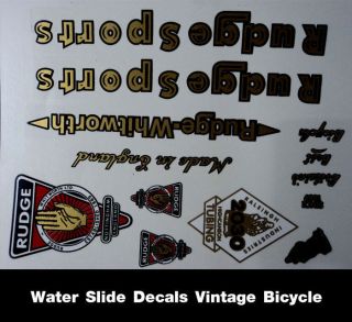 Transfer Water Slide Decals Vintage Bicycle Rudge Set