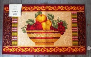 Octagon Kitchen Rug Green Cute Washable Rugs Fruit Grapes Pears 