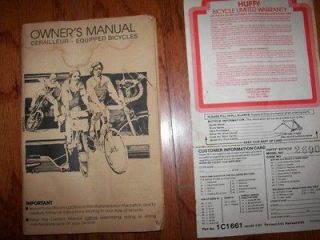 Vintage 1983 Huffy Bicycle Owners Manual