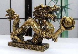   NEW LARGE Brass Chinese Oriental Feng Shui Water Dragon Year Statue #K